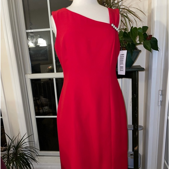 Robbie Bee RED Cocktail dress 12 lined NWT - Picture 3 of 10